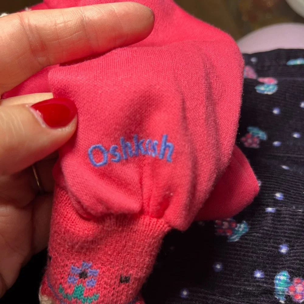 Vintage 80s OshKosh‎ B’gosh Baby Girl Floral Corduroy Overalls Set 6–9M Vestbak